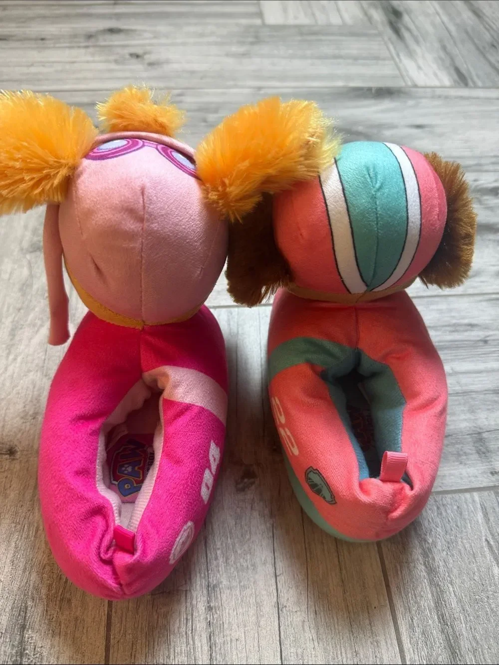 Paw Patrol Plush Skye and Liberty Slippers with Pink and Teal Details Size 9/10